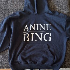 Anine Bing Dark Grey/Black Hoodie with White Logo